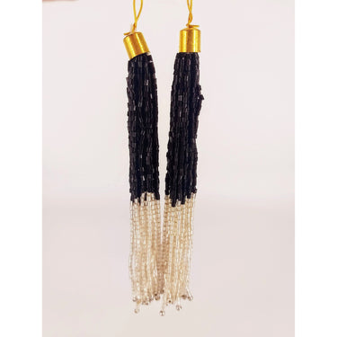 Black And Silver Bead Tassels Latkan, Indian Latkans, Beaded Danglers